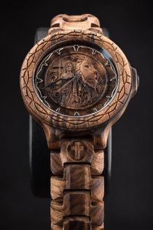 Jesus & Lion — Walnut Wooden Watch