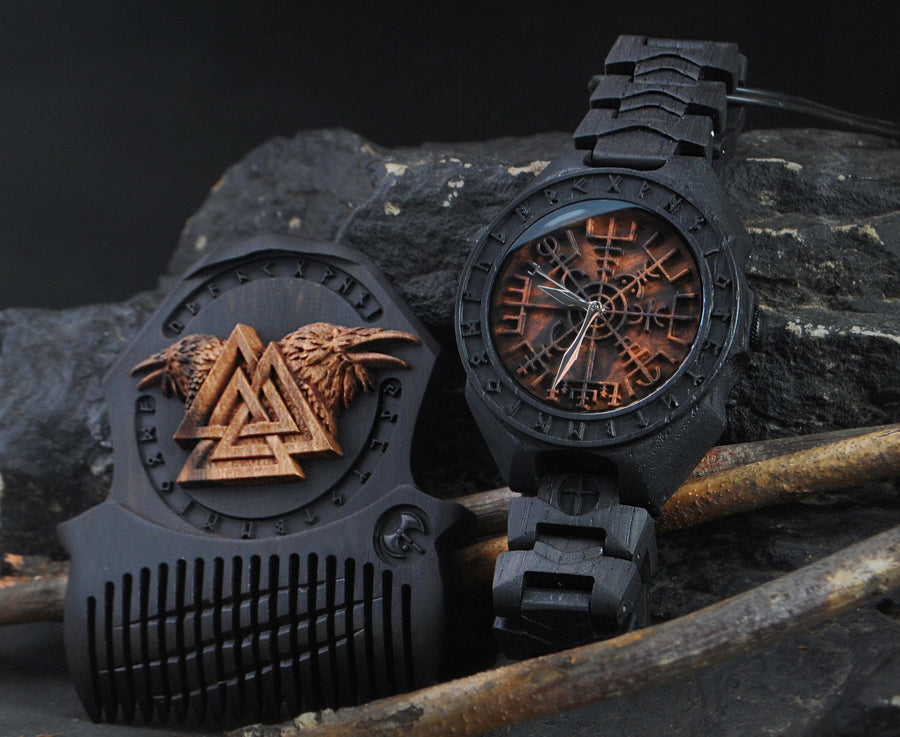 Vegvisir — Bog Oak Watch Set