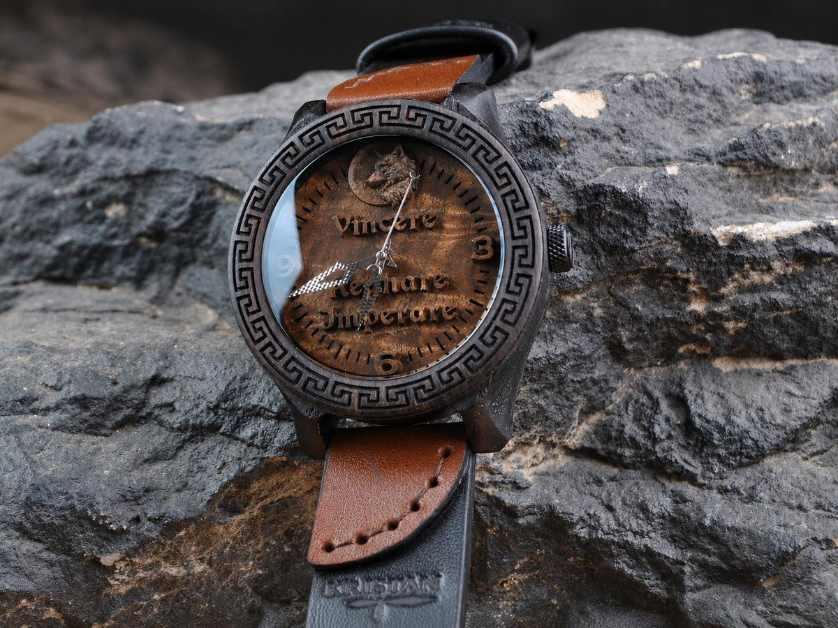 Wolf — Leather Strap Wooden Watch