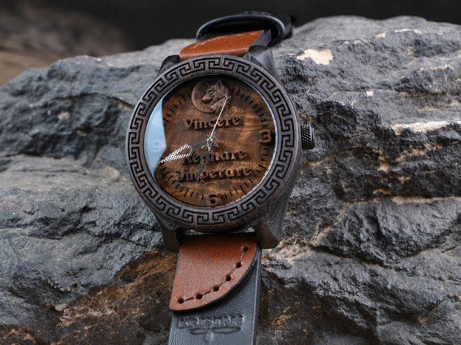 Wolf — Leather Strap Wooden Watch