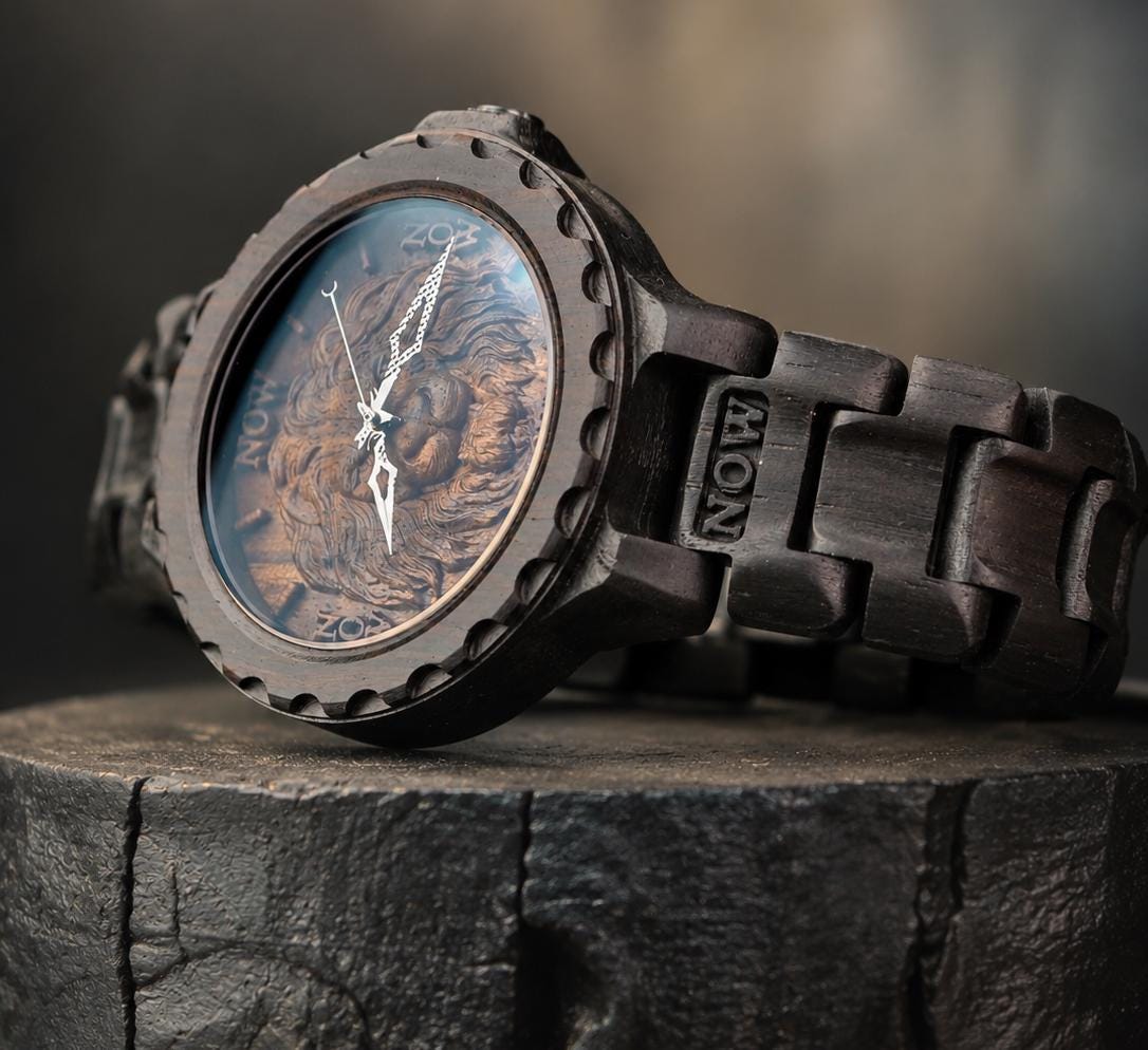 Lion of Strength — Blackwood Wooden Watch