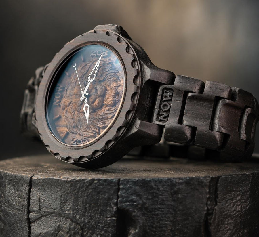Lion of Strength — Blackwood Wooden Watch