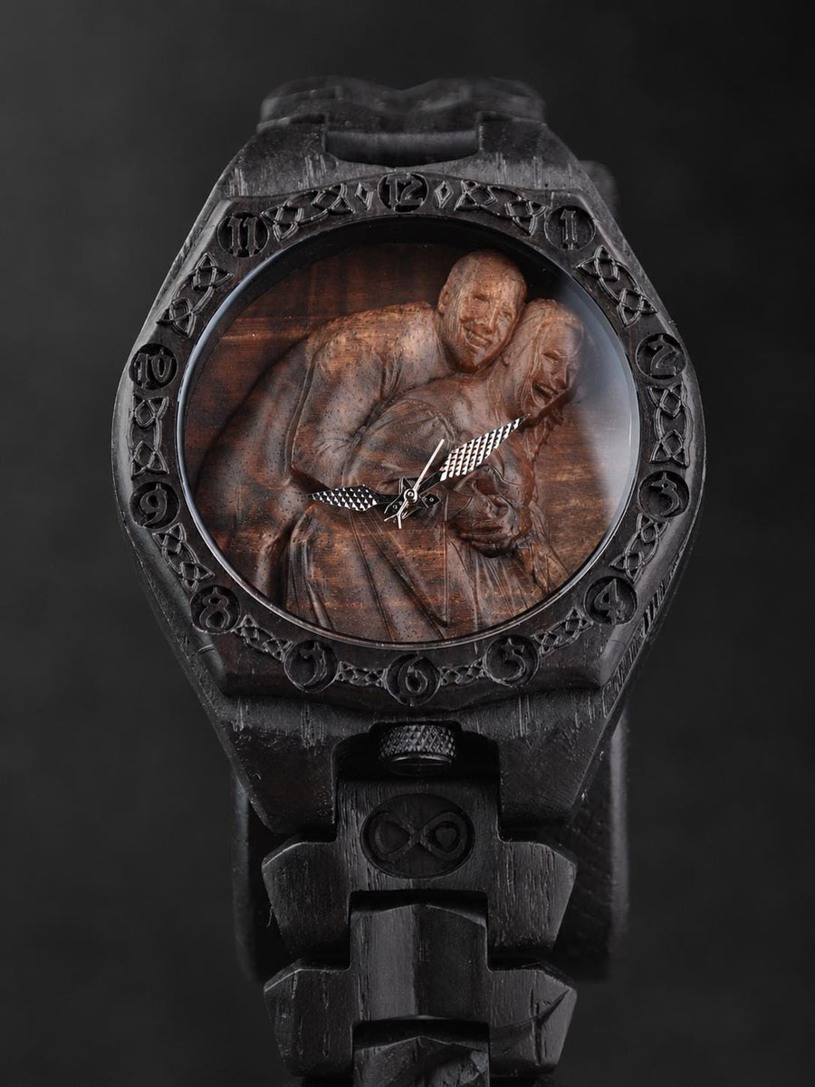 Custom Portrait Watch — Bespoke Wooden Timepiece
