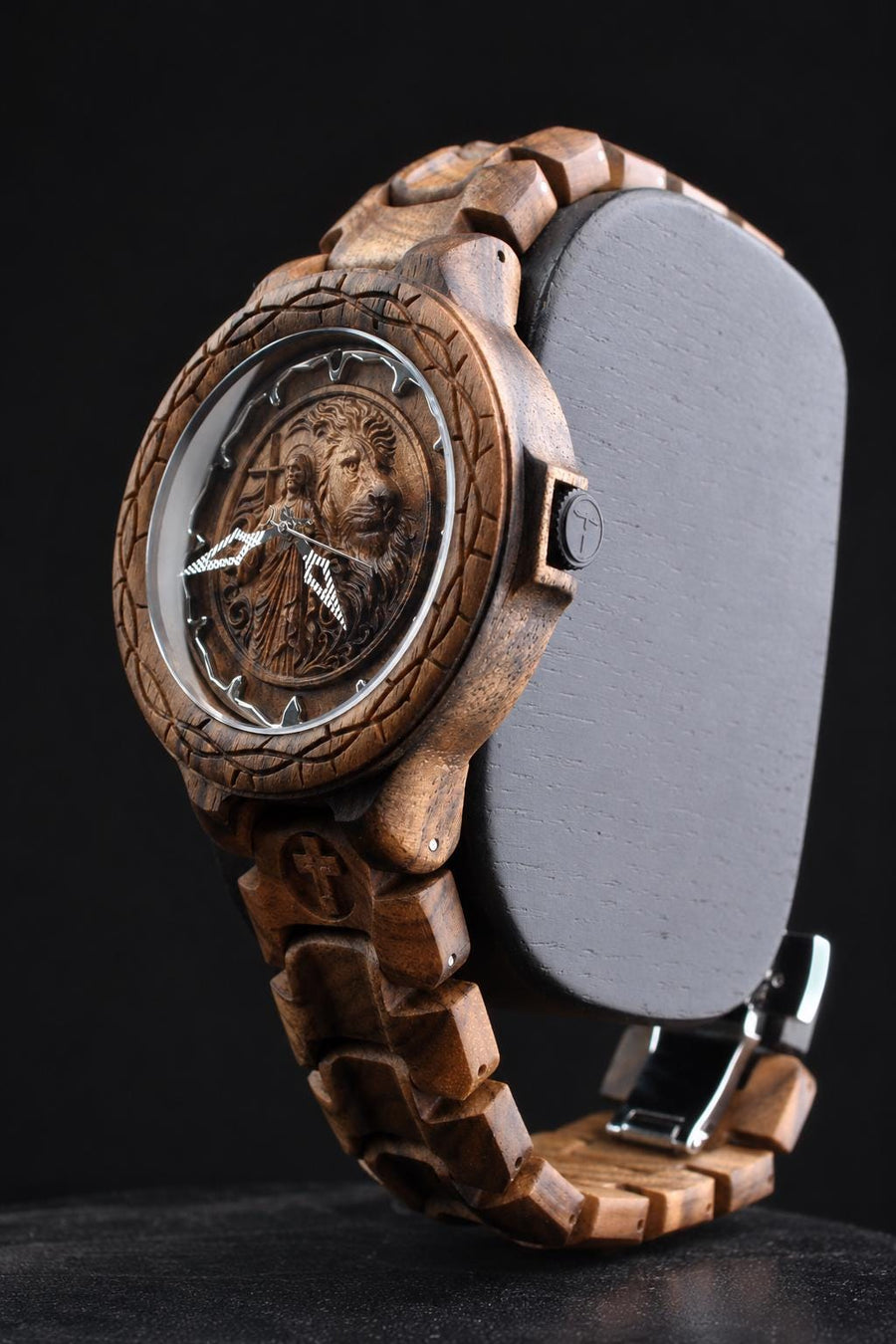 Jesus & Lion — Walnut Wooden Watch