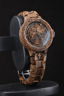 Jesus & Lion — Walnut Wooden Watch