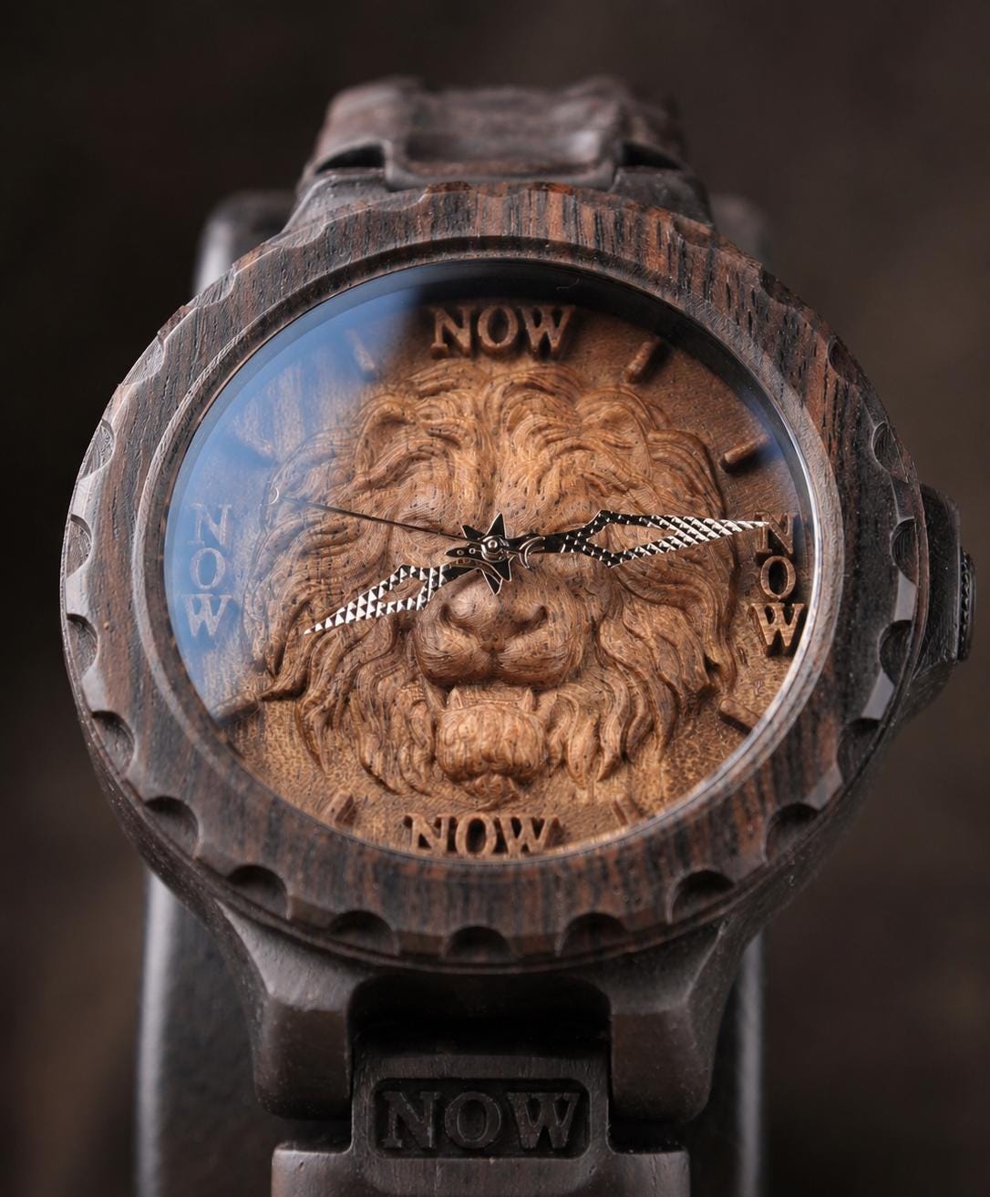 Lion of Strength — Blackwood Wooden Watch