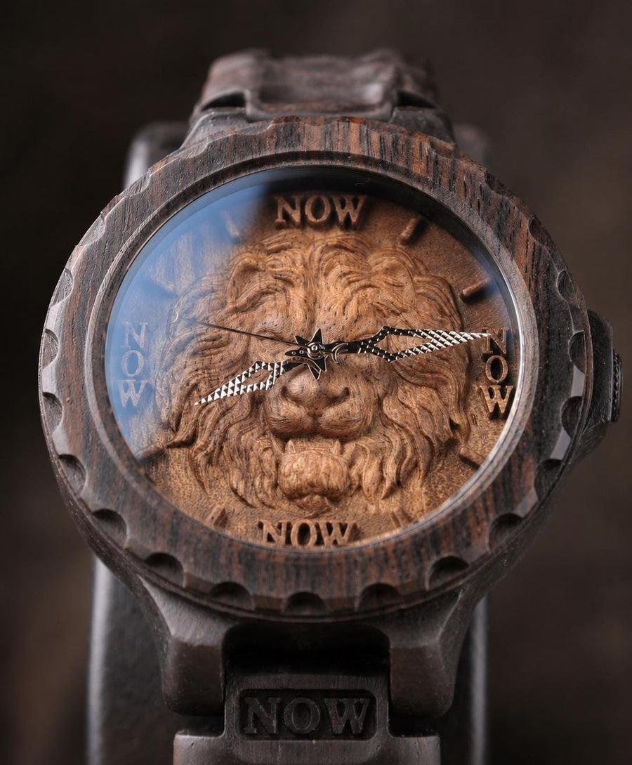 Lion of Strength — Blackwood Wooden Watch