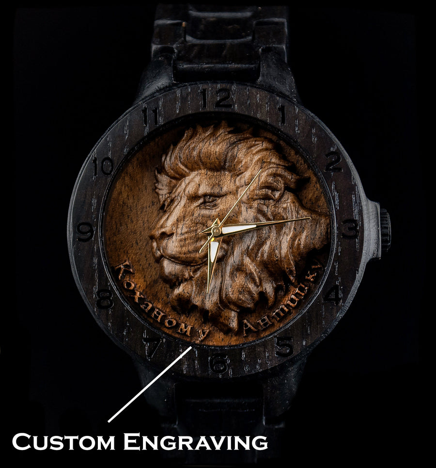 Lion — Walnut Burl Wooden Watch