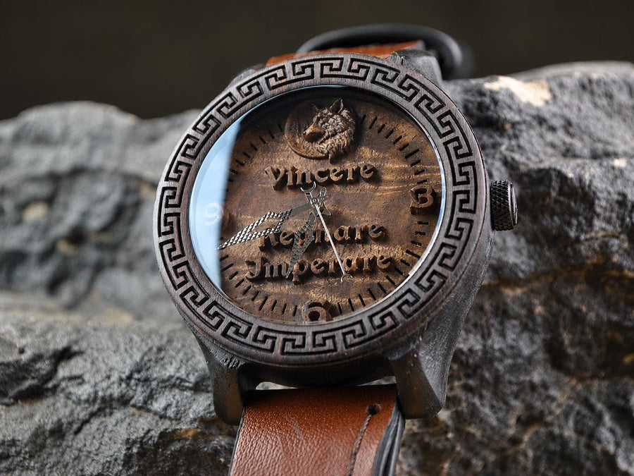 Wolf — Leather Strap Wooden Watch
