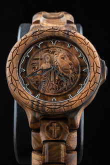 Jesus & Lion — Walnut Wooden Watch
