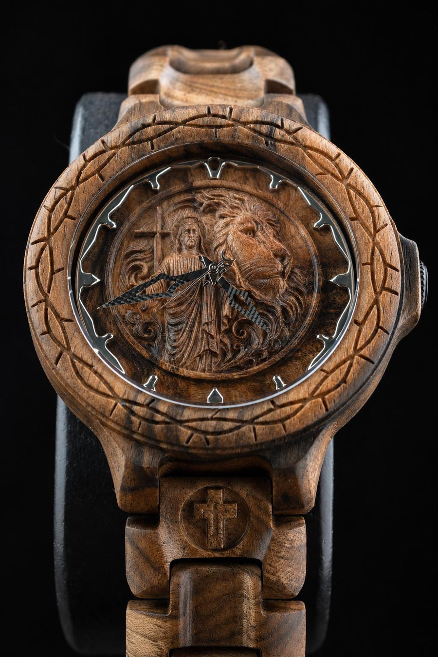Jesus & Lion — Walnut Wooden Watch