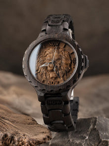 Lion of Strength — Blackwood Wooden Watch