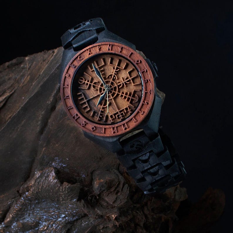 Landscape inspired custom wooden watch